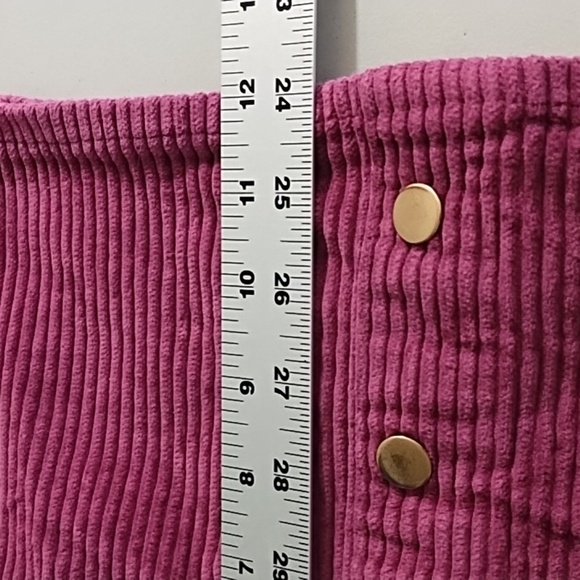 Cynthia Rowley Soft Wide Wale Corduroy Skirt Elastic Back Gold Button Detail - Picture 4 of 8